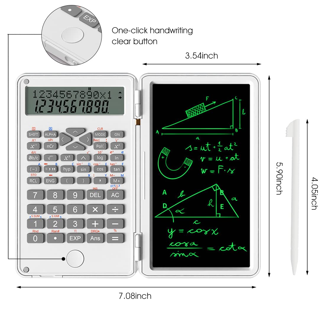 HASTHIP 2 in 1 Calculator with Erasable LCD Writing Pad, Double Row Number Large Display Desktop Calculators, Multi-Function Calculator Notepad for School Calculating (White) HASTHIP 2 in 1 Calculator with Erasable LCD Writing Pad, Double Row Number Large Display Desktop Calculators, Multi-Function Calculator Notepad for School Calculating (White)